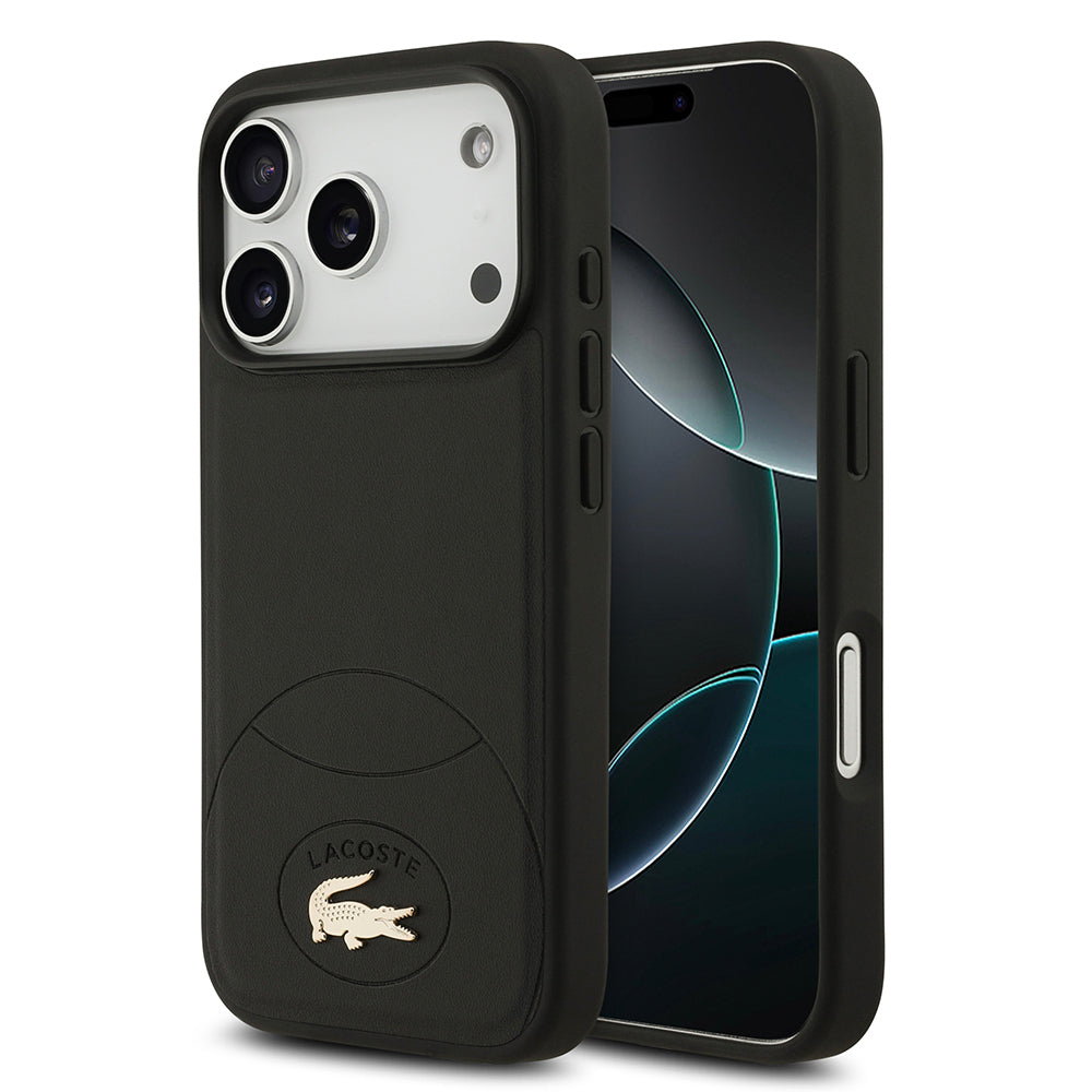 Lacoste iPhone 17 Pro Orjinal Lisanslı M-safe Şarj Özellikli PU Deri Tasarımlı Metal Logolu Kılıf