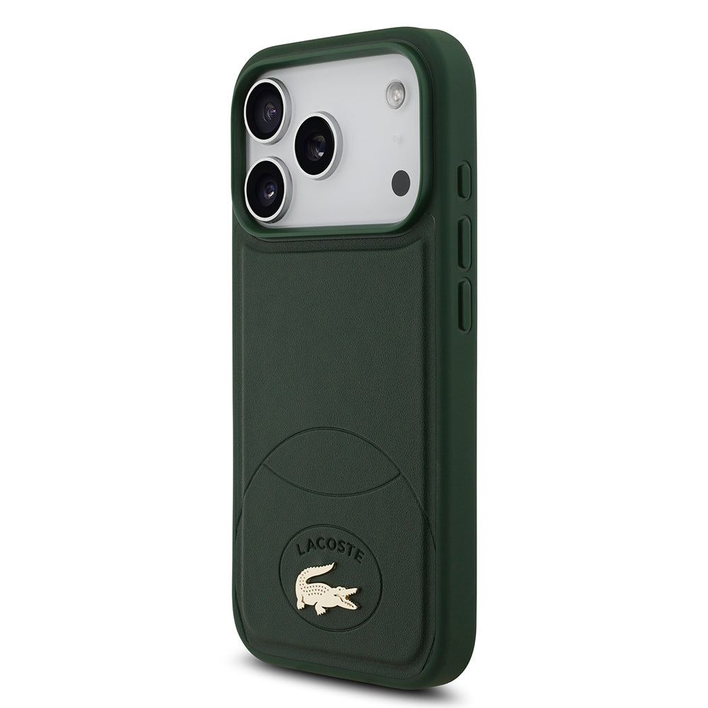Lacoste iPhone 17 Pro Orjinal Lisanslı M-safe Şarj Özellikli PU Deri Tasarımlı Metal Logolu Kılıf