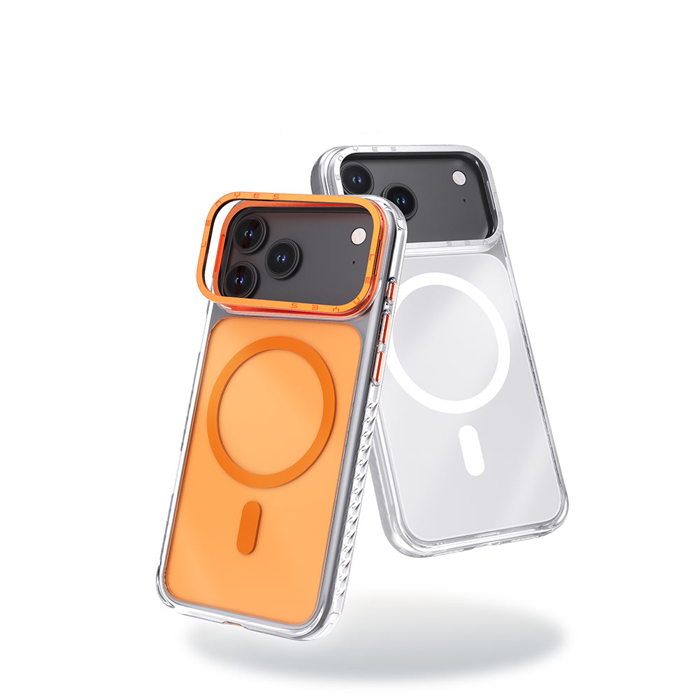 Lenyes CK221 iPhone 17 Pro M-safe Şarj Özellikli Metal Kamera Çerçeveli Airbag Tasarımlı Sert PC Kılıf