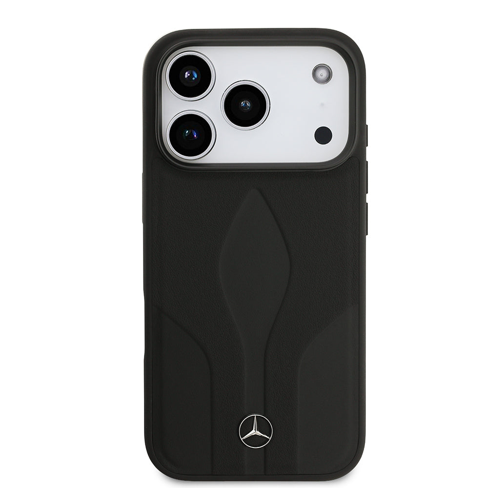 Mercedes Benz iPhone 17 Pro Orjinal Lisanslı M-safe Şarj Özellikli Dokulu Desenli Deri Kılıf