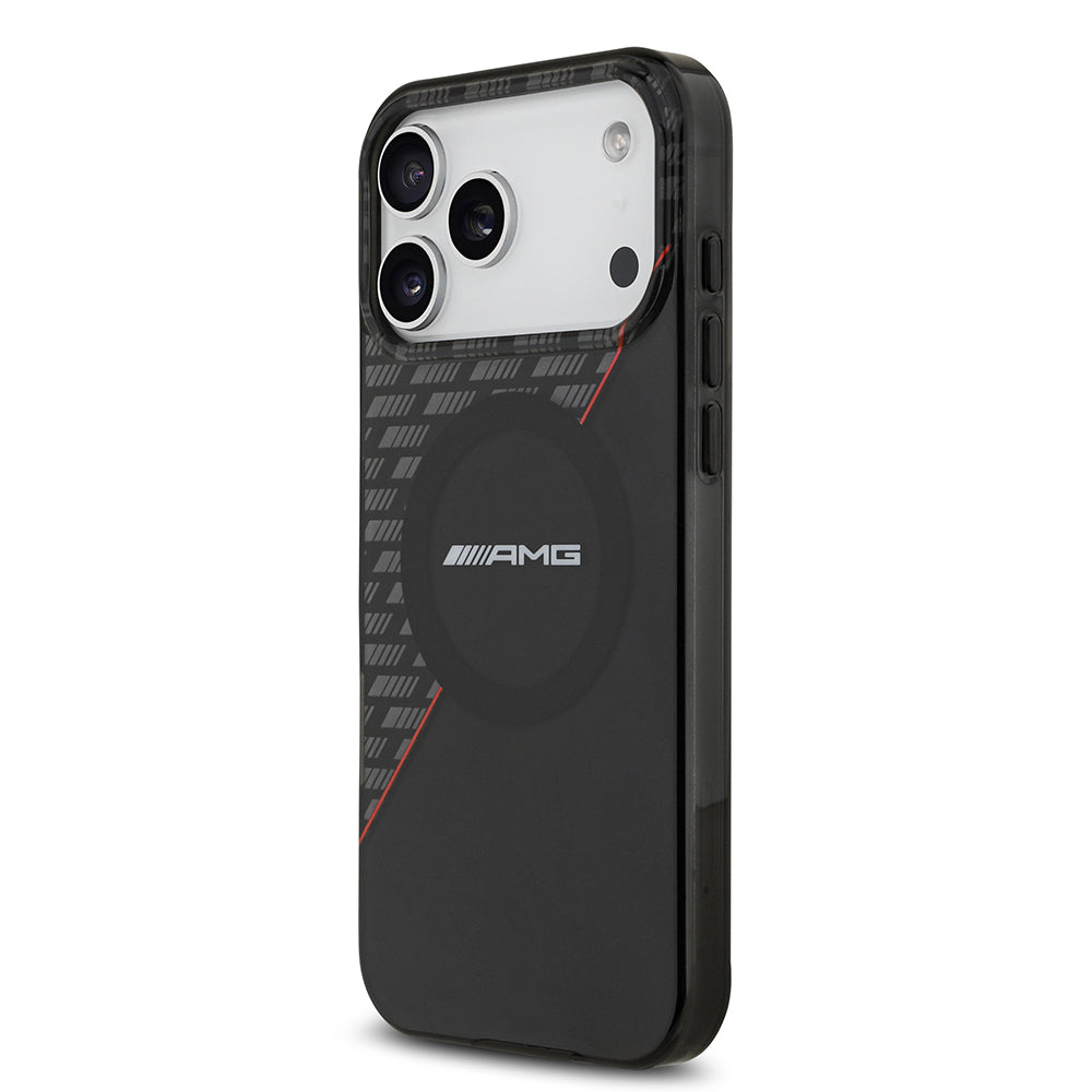 AMG iPhone 17 Pro Max Orjinal Lisanslı Magsafe Çift Katmanlı Kırmızı Çapraz Çizgili Kılıf