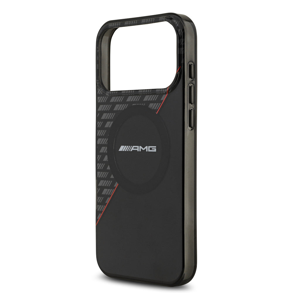 AMG iPhone 17 Pro Max Orjinal Lisanslı Magsafe Çift Katmanlı Kırmızı Çapraz Çizgili Kılıf