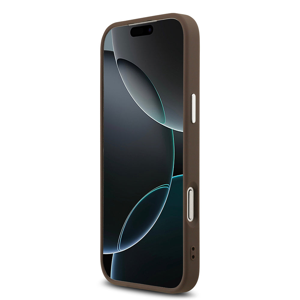 Guess iPhone 17 Pro Max Orjinal Lisanslı M-safe Gold Metal Kamera Çerçeveli Taşlı Üçgen Logo 4G Desenli Kılıf