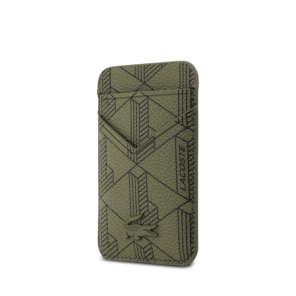 Lacoste iPhone 17 Pro Max Orjinal Lisanslı M-safe Şarj Özellikli PU Deri Tasarımlı Kartlıklı Karışık Monogram Desenli Kılıf