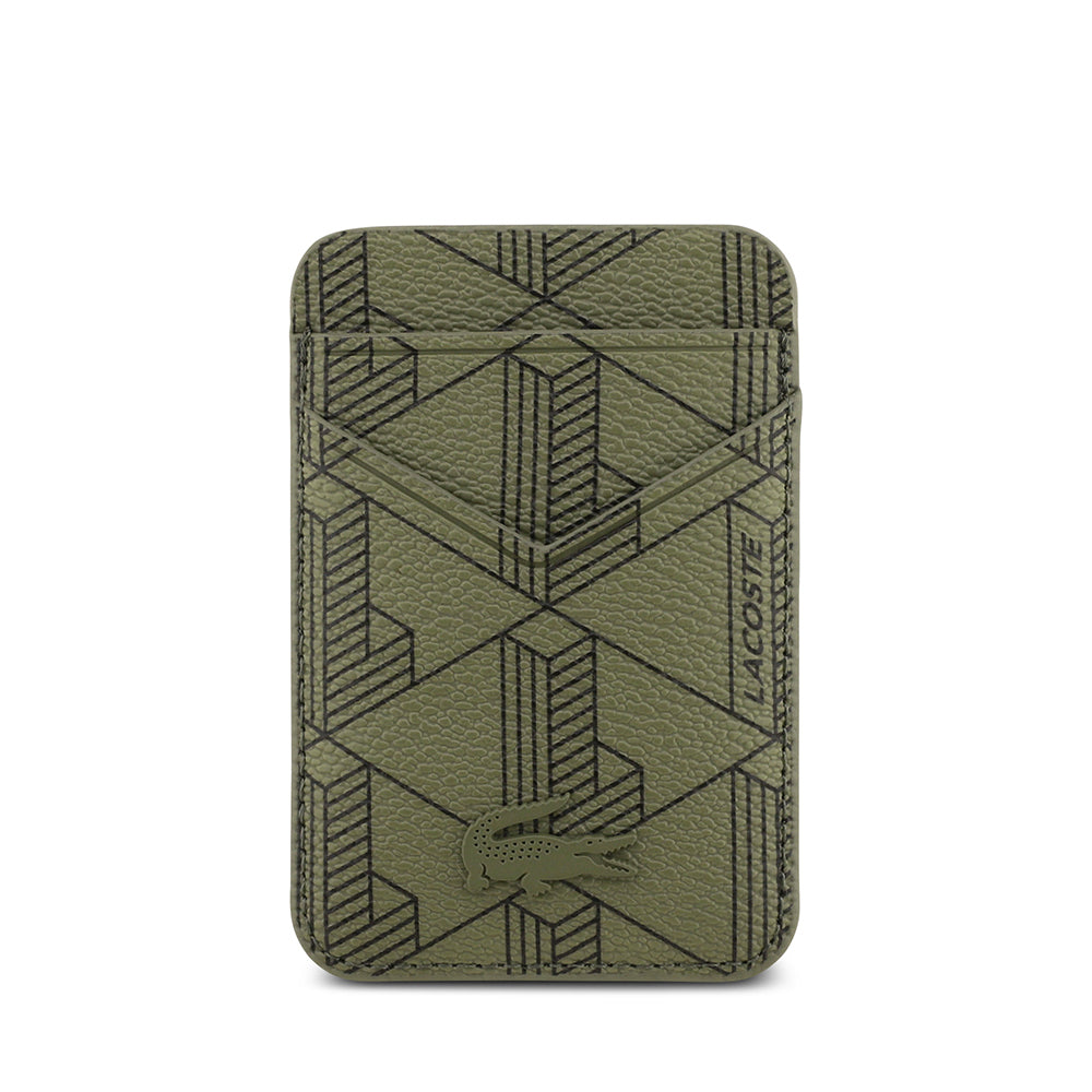 Lacoste iPhone 17 Pro Max Orjinal Lisanslı M-safe Şarj Özellikli PU Deri Tasarımlı Kartlıklı Karışık Monogram Desenli Kılıf