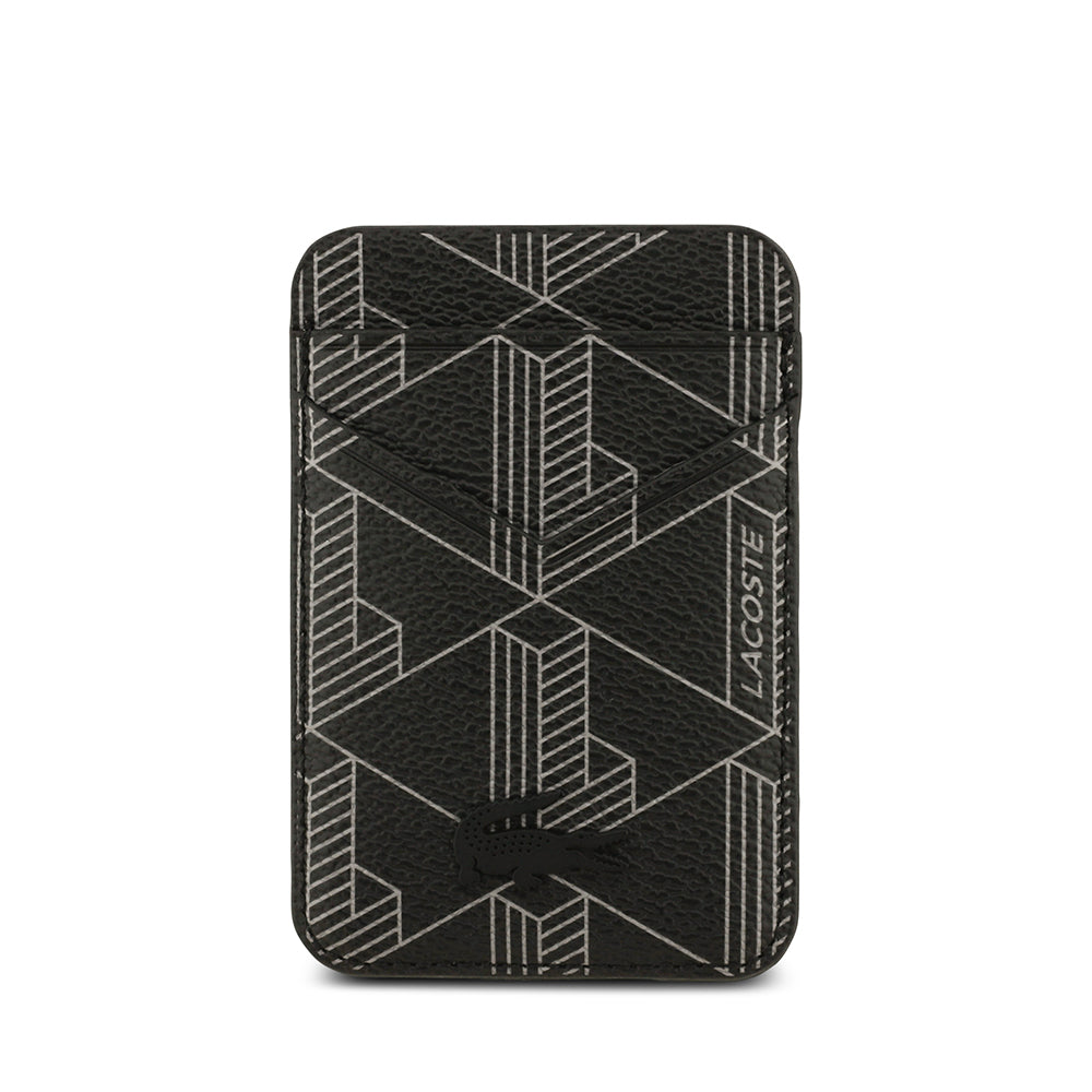 Lacoste iPhone 17 Pro Max Orjinal Lisanslı M-safe Şarj Özellikli PU Deri Tasarımlı Kartlıklı Karışık Monogram Desenli Kılıf