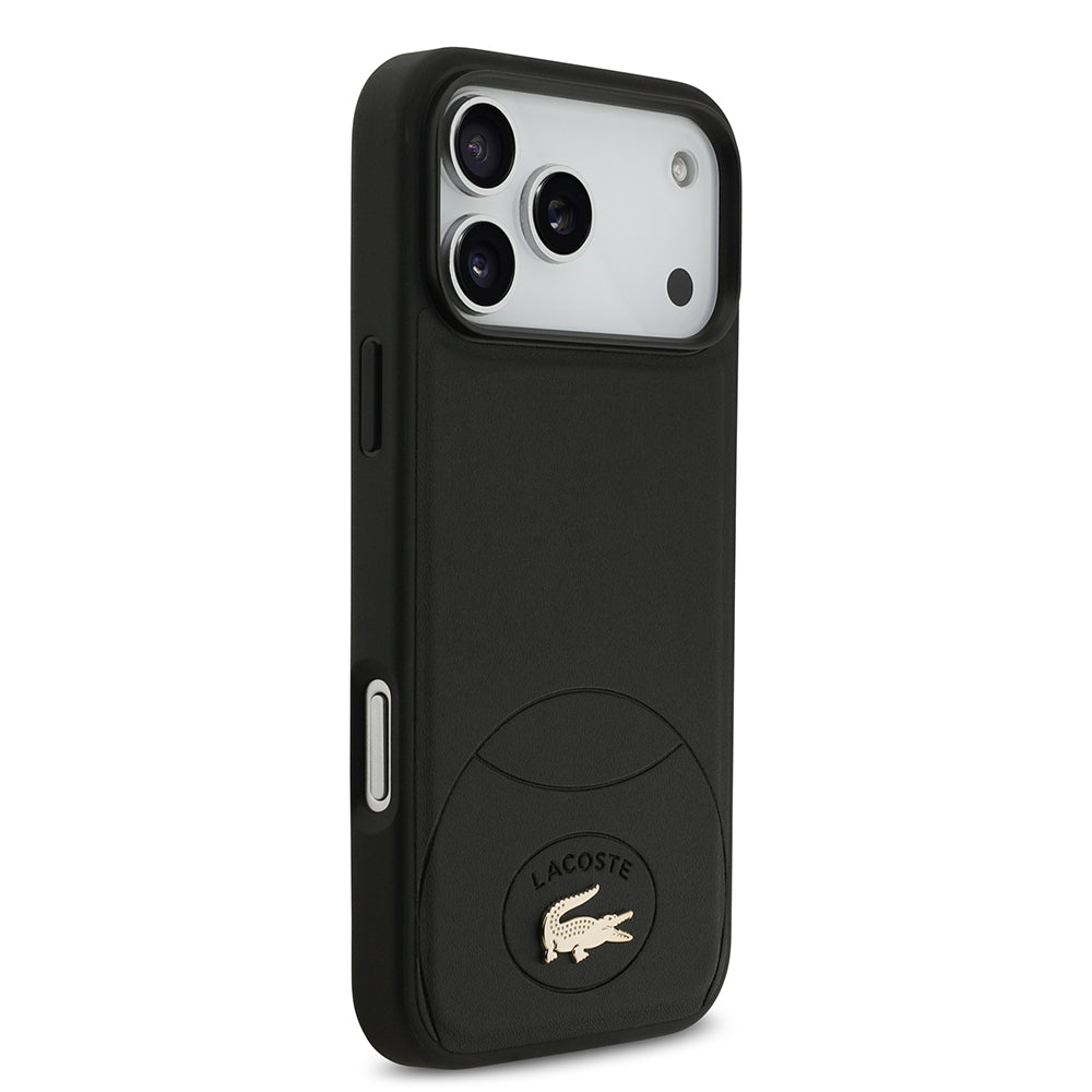 Lacoste iPhone 17 Pro Max Orjinal Lisanslı Magsafe PU Deri Tasarımlı Metal Logolu Kılıf