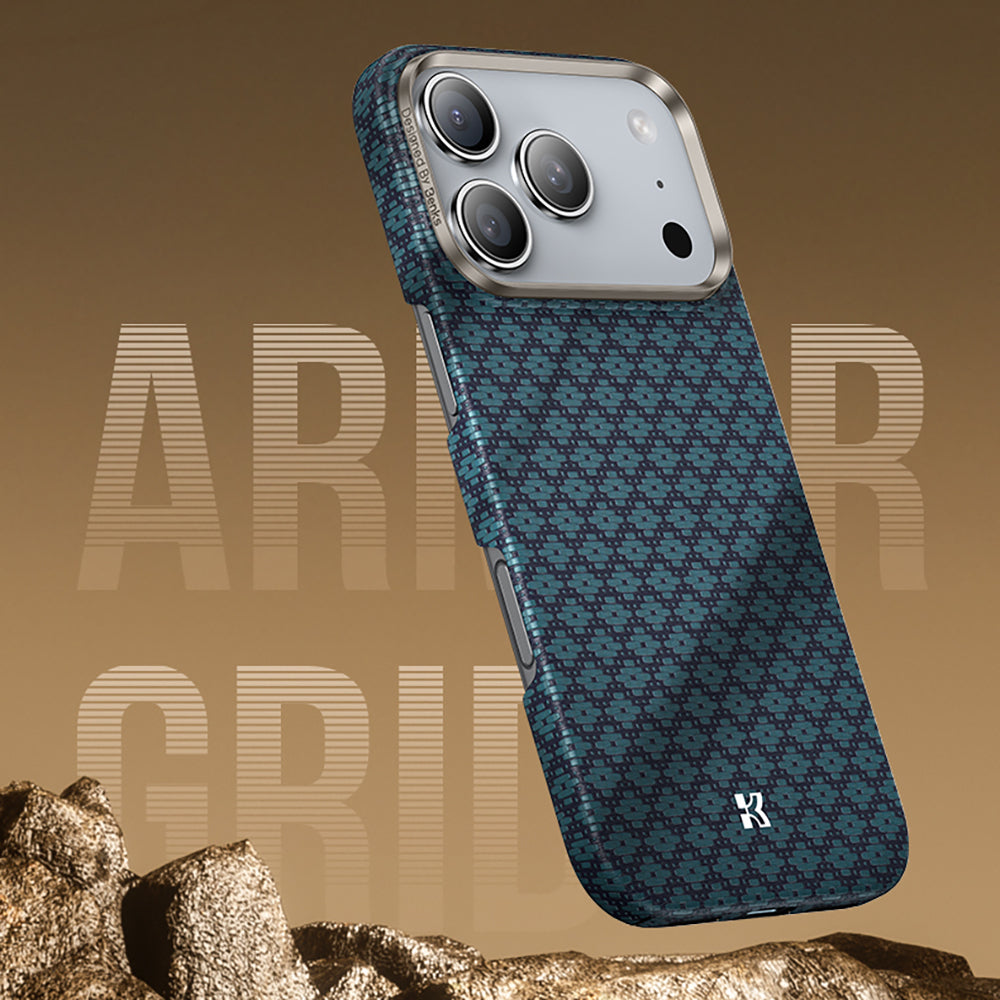 Benks ArmorAir ArmorGrid Serisi iPhone 17 Pro Max M-Safe Şarj Özellikli Kevlar Kılıf