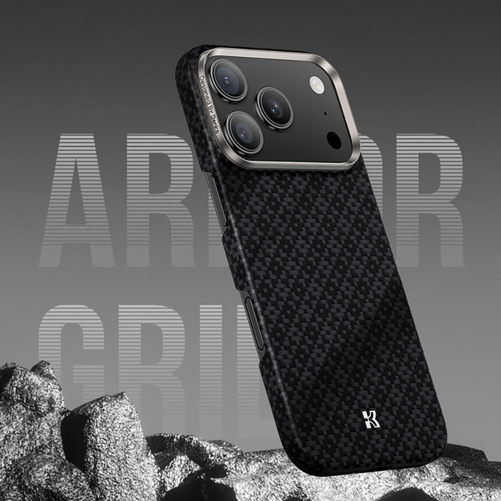 Benks ArmorAir ArmorGrid Serisi iPhone 17 Pro Max M-Safe Şarj Özellikli Kevlar Kılıf