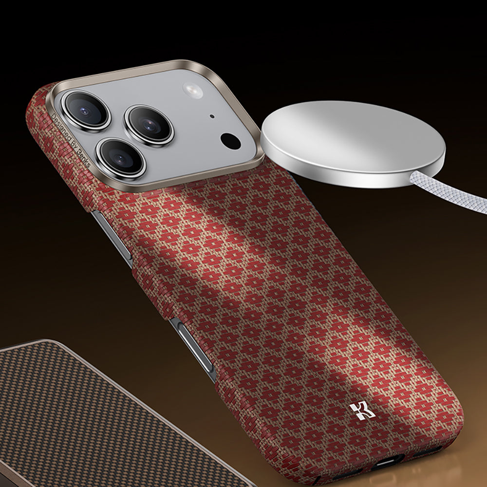 Benks ArmorAir ArmorGrid Serisi iPhone 17 Pro Max M-Safe Şarj Özellikli Kevlar Kılıf