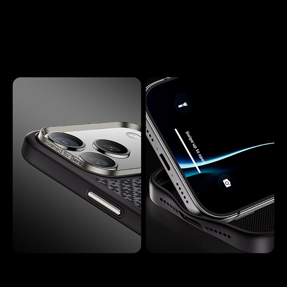 Benks ArmorPro ArmorGrid Serisi iPhone 17 Pro Max M-Safe Şarj Özellikli Kevlar Kılıf