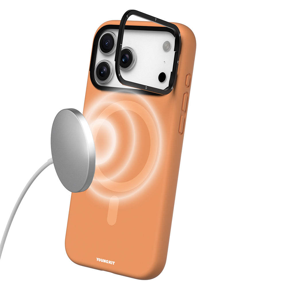 Youngkit Gel Cream Serisi iPhone 17 Pro Max M-Safe Şarj Özellikli Kamera Standlı Kılıf