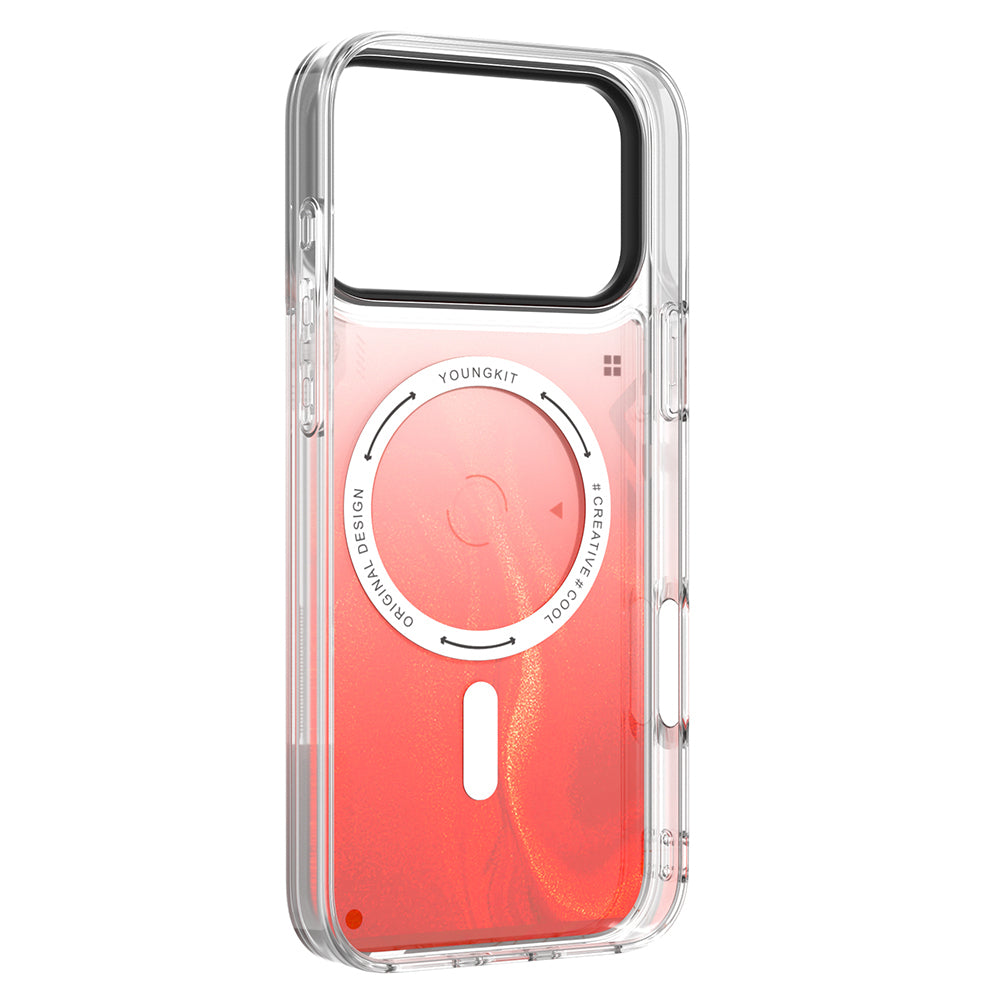 Youngkit Galaxy Fantasy Serisi iPhone 17 Pro Max M-safe Şarj Özellikli Parlak Kumlu Sıvılı Tasarımlı Kılıf