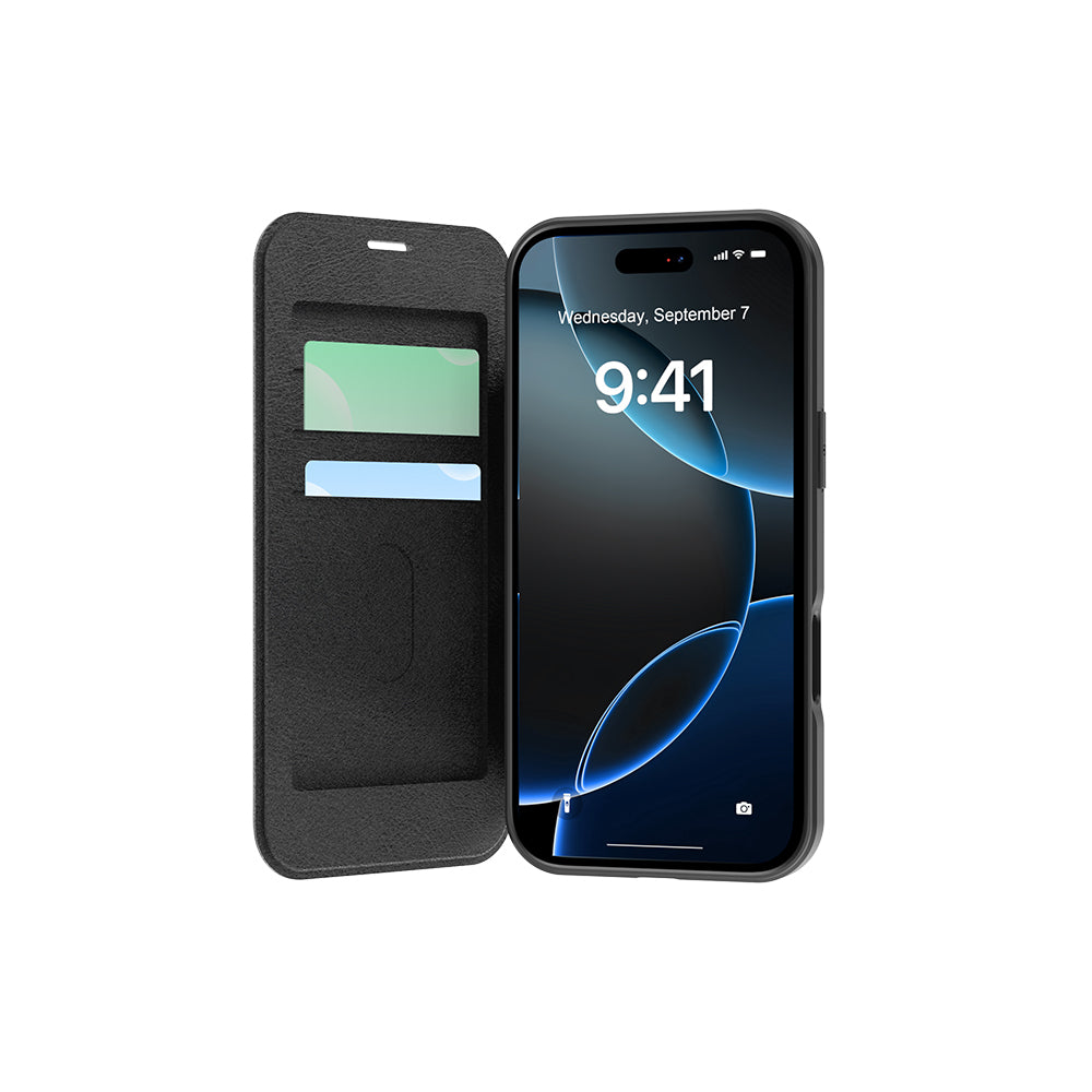 Raptic Air Folio iPhone 17 Pro Max MagSafe Şeffaf Kartlıklı Telefon Kılıfı