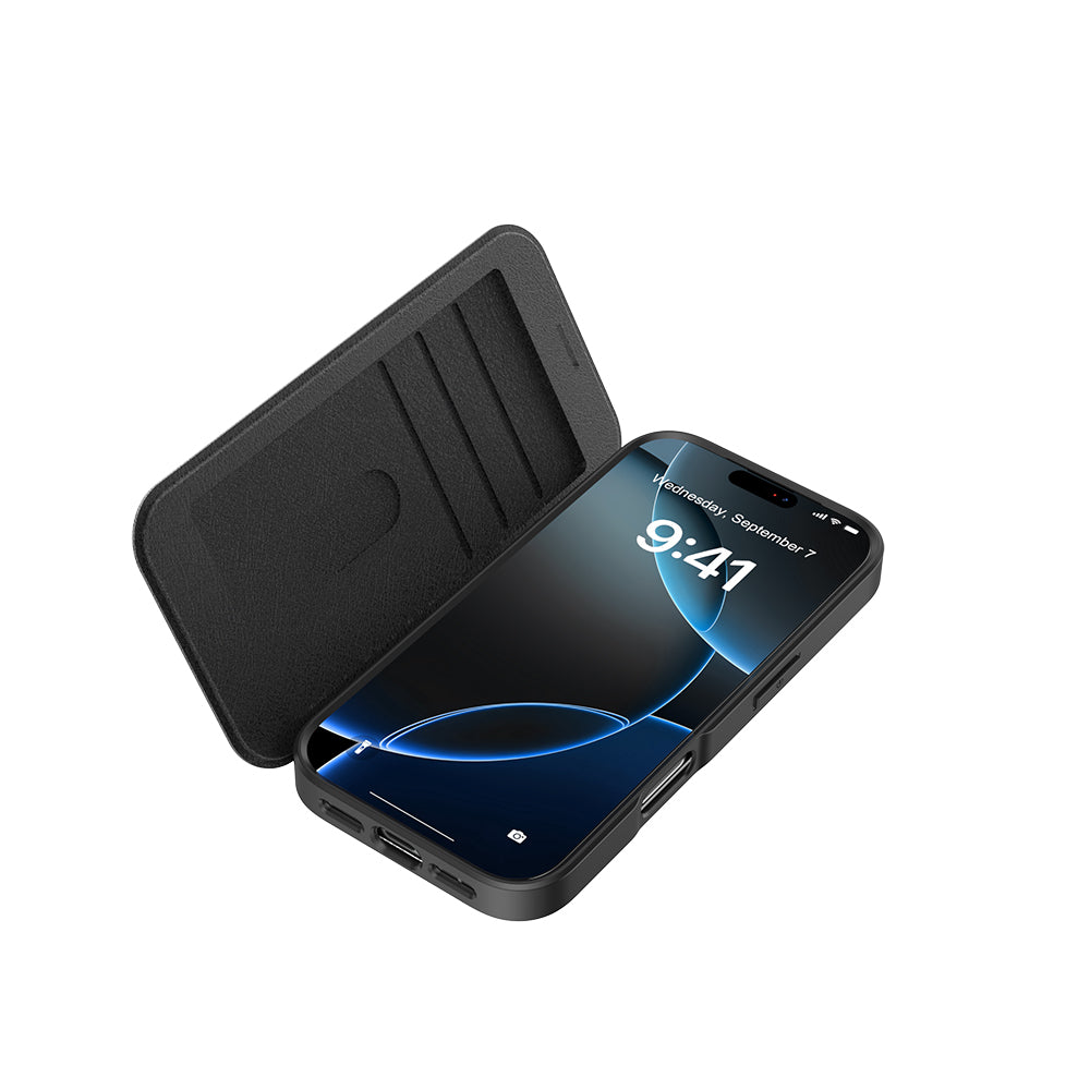 Raptic Air Folio iPhone 17 Pro Max MagSafe Şeffaf Kartlıklı Telefon Kılıfı