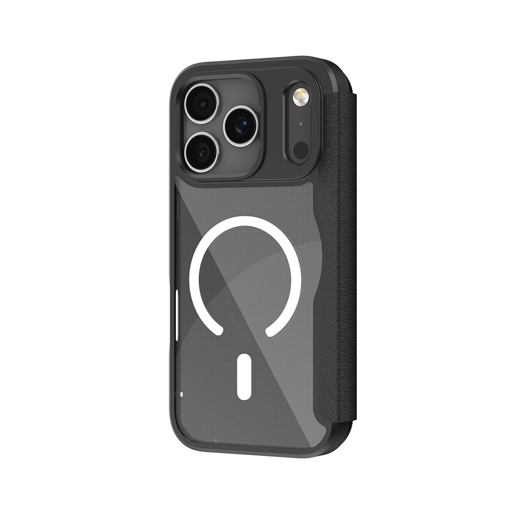 Raptic Air Folio iPhone 17 Pro Max MagSafe Şeffaf Kartlıklı Telefon Kılıfı