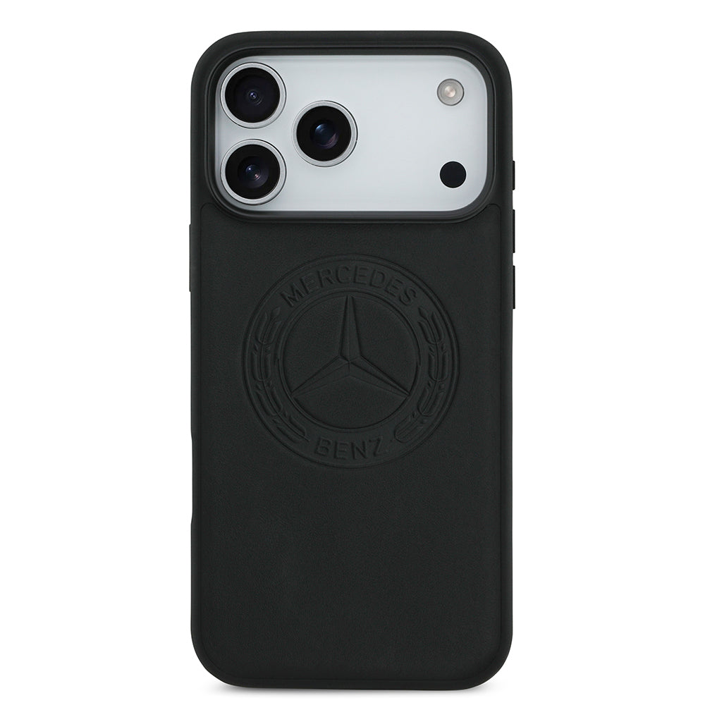 Mercedes Benz iPhone 17 Pro Max Orjinal Lisanslı M-safe Hakiki Deri Nostaljik Yıldız Dizayn Kılıf