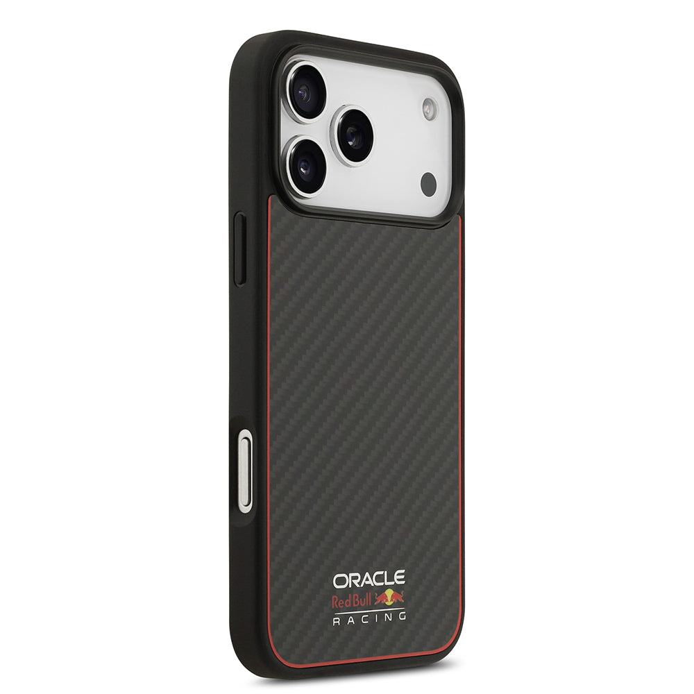Redbull iPhone 17 Pro Max Orjinal Lisanslı M-safe Karbon Fiber Parlayan Logolu Kevlar Telefon Kılıfı