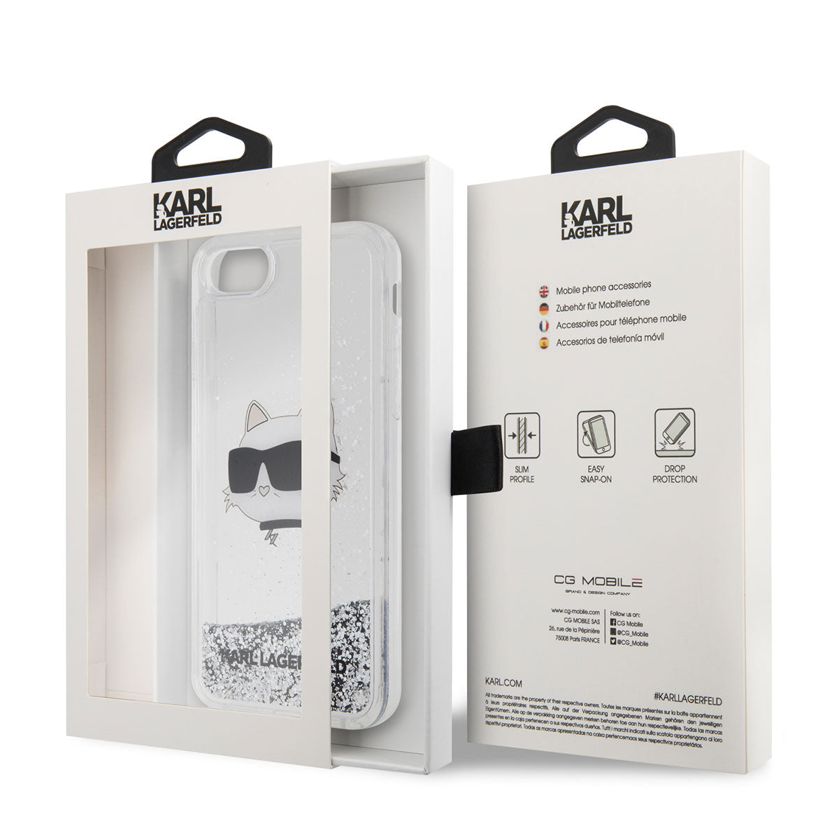 Karl Lagerfeld iPhone SE 2020 Sıvılı Simli Choupette Head Dizayn Telefon Kılıfı - 4