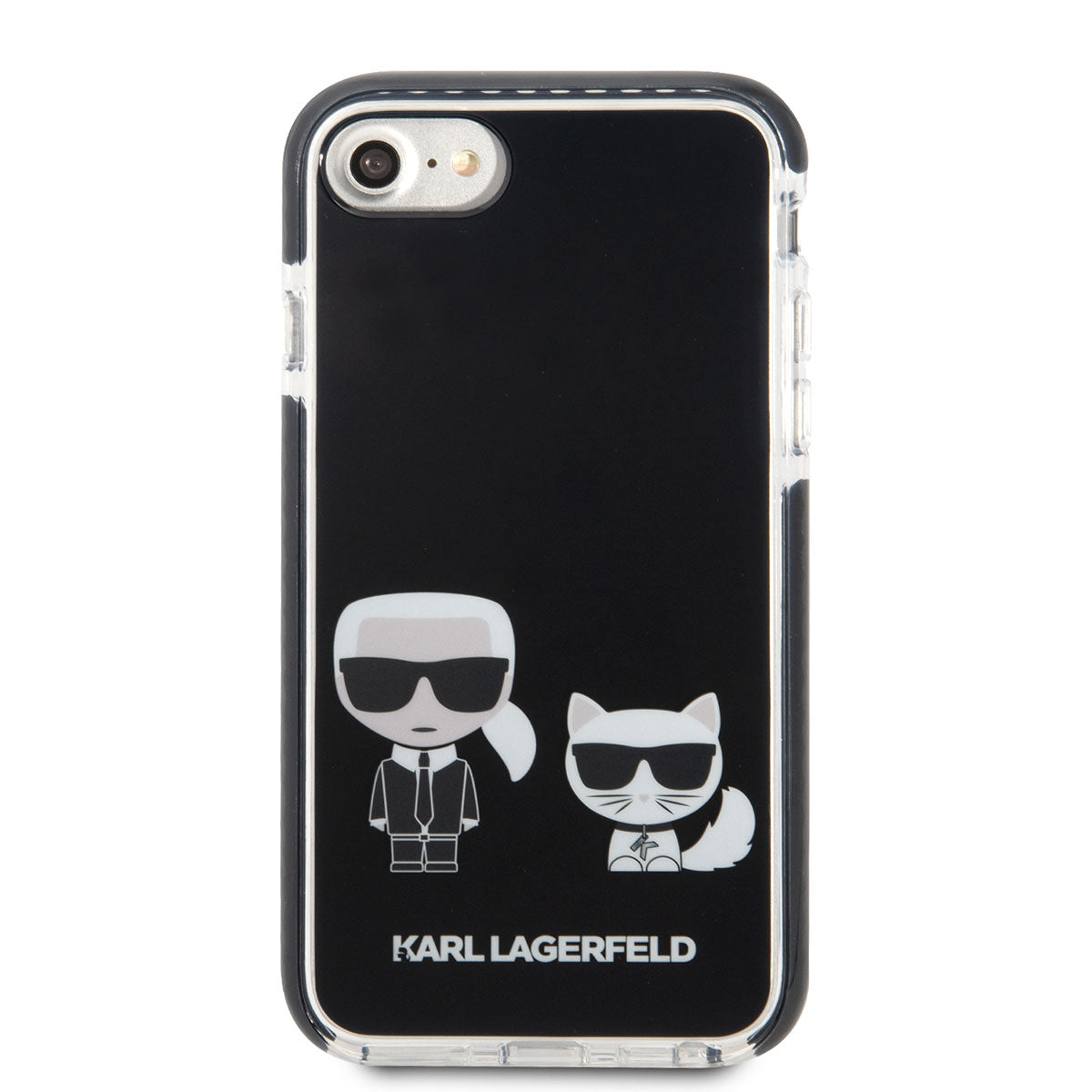 Karl Lagerfeld iPhone SE 2022 Kılıf Kenarları Siyah Silikon K&C Dizayn Telefon Kılıfı - 5