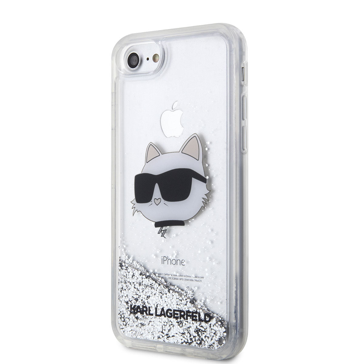 Karl Lagerfeld iPhone SE 2022 Sıvılı Simli Choupette Head Dizayn Telefon Kılıfı - 2