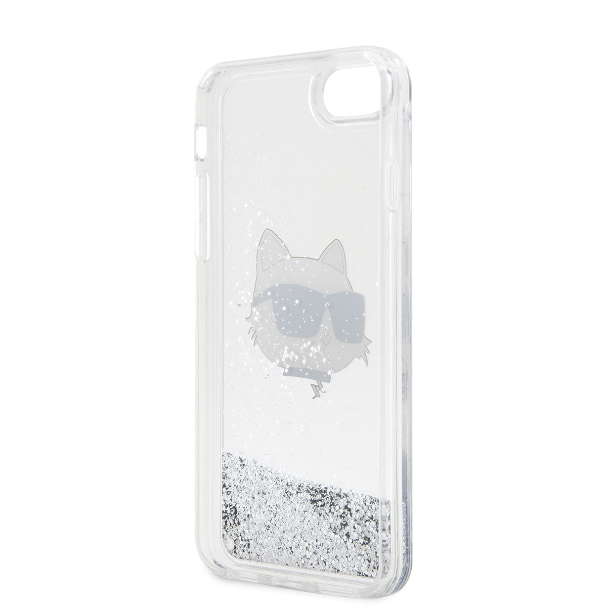 Karl Lagerfeld iPhone SE 2022 Sıvılı Simli Choupette Head Dizayn Telefon Kılıfı - 3