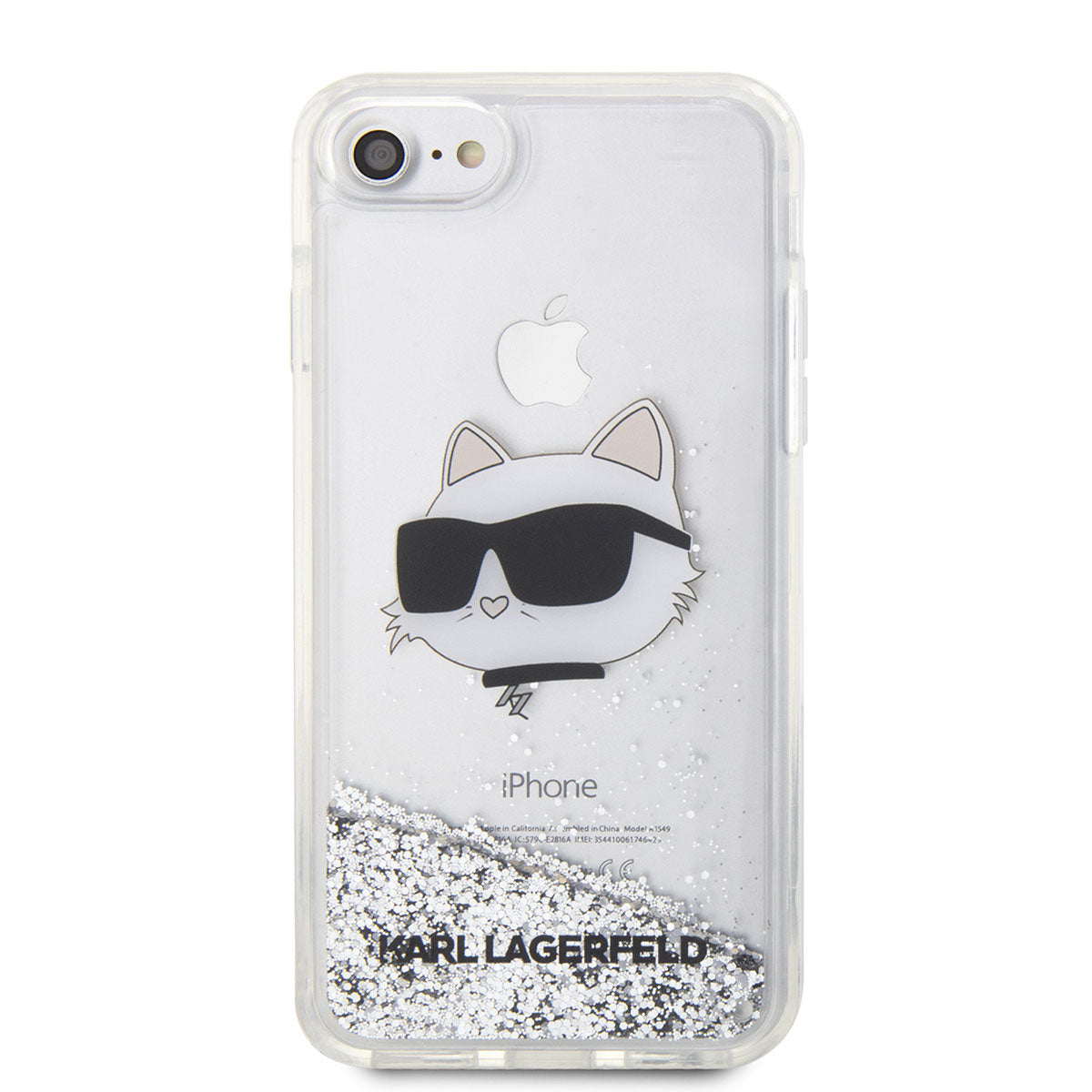 Karl Lagerfeld iPhone SE 2022 Sıvılı Simli Choupette Head Dizayn Telefon Kılıfı - 5