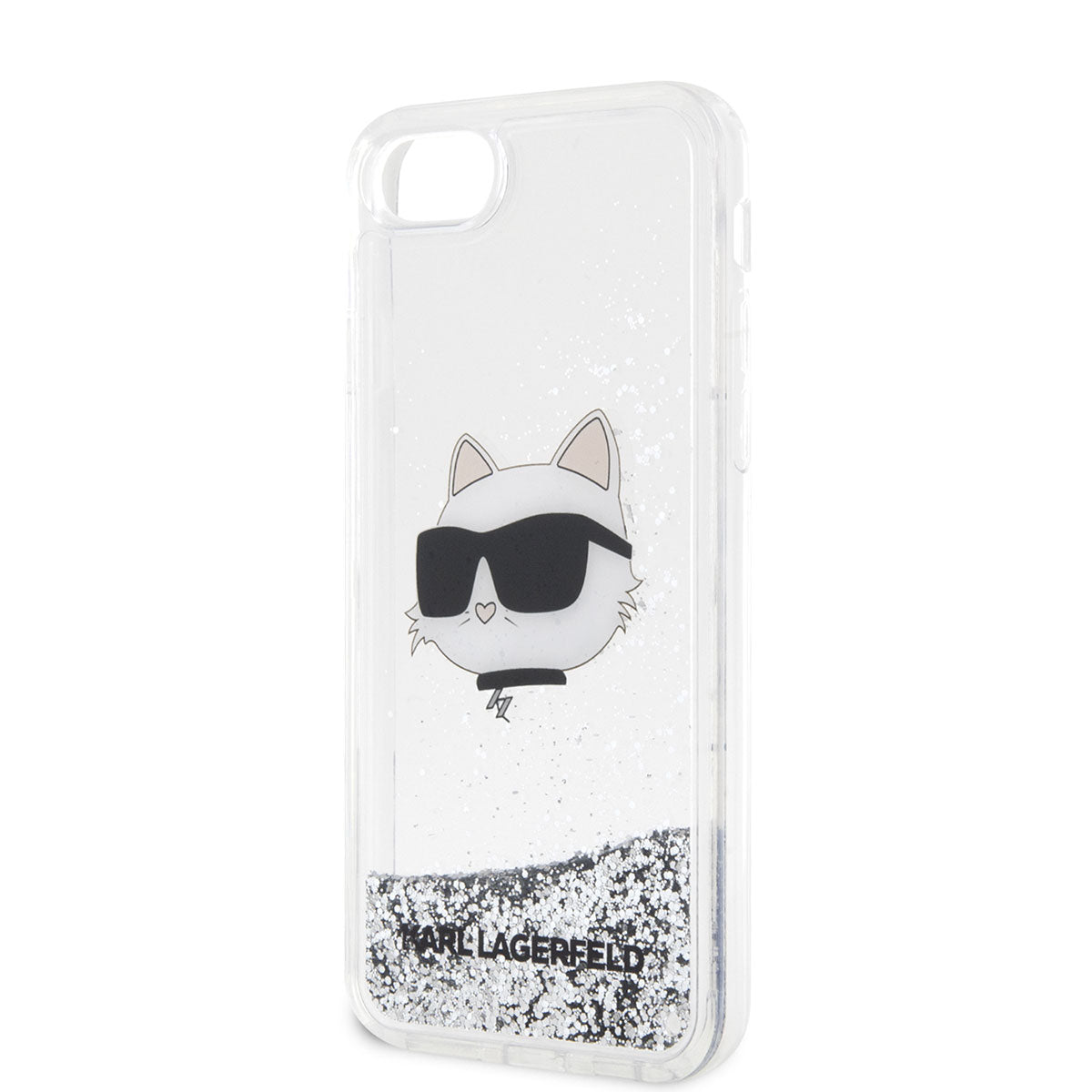 Karl Lagerfeld iPhone SE 2022 Sıvılı Simli Choupette Head Dizayn Telefon Kılıfı - 7