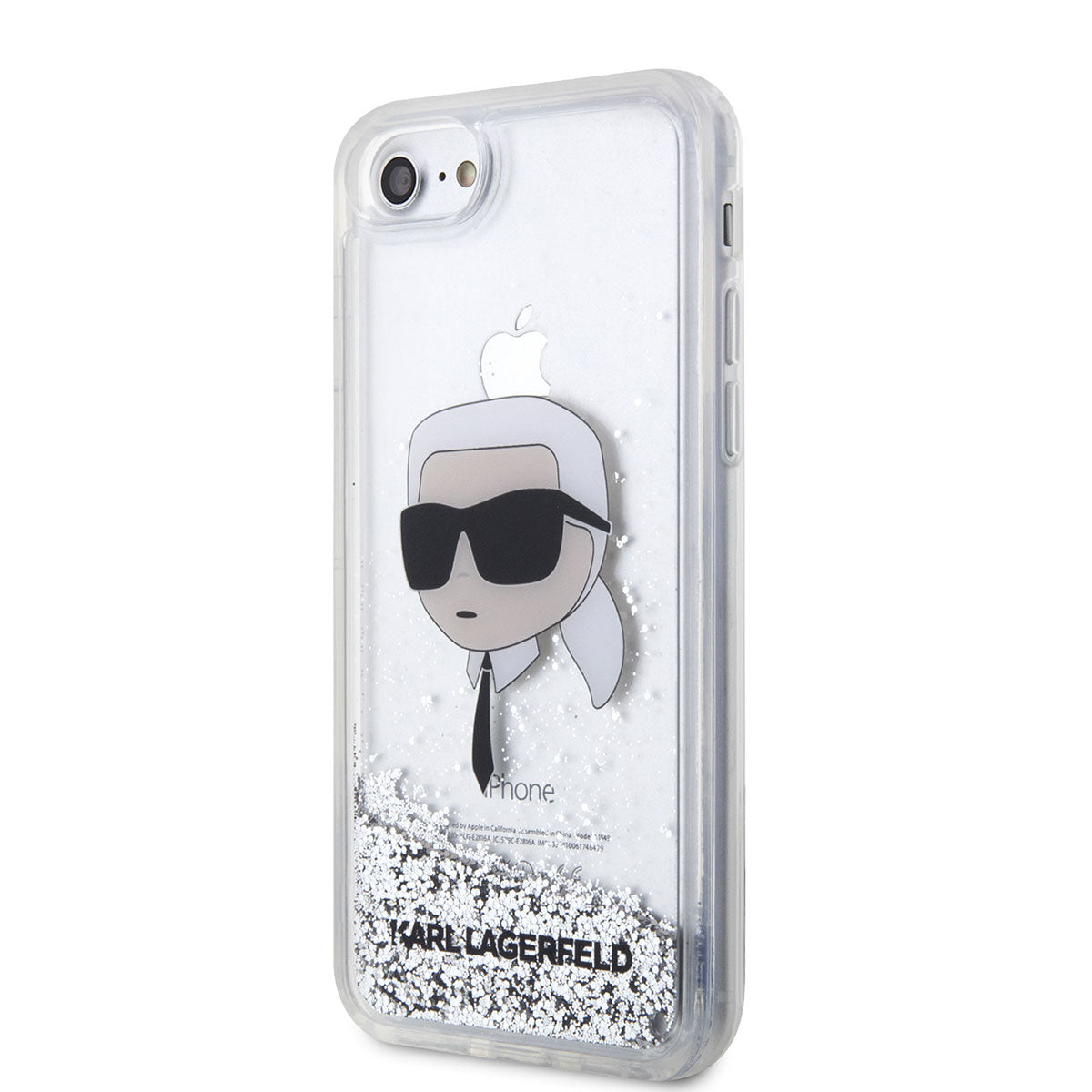 Karl Lagerfeld iPhone SE 2022 Sıvılı Simli Karl Head Dizayn Telefon Kılıfı - 5
