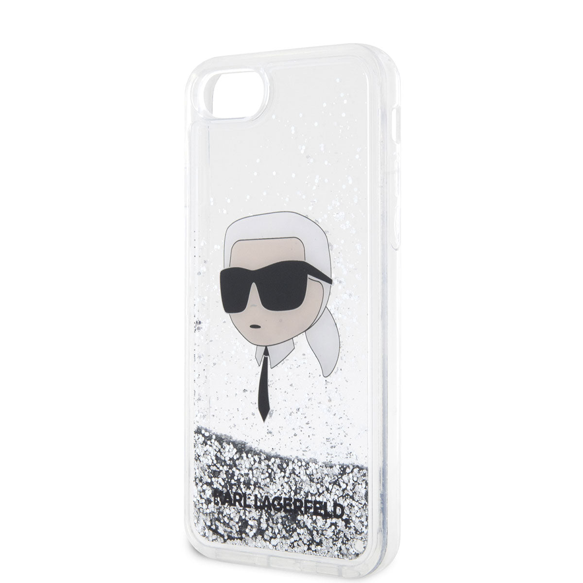 Karl Lagerfeld iPhone SE 2022 Sıvılı Simli Karl Head Dizayn Telefon Kılıfı - 7