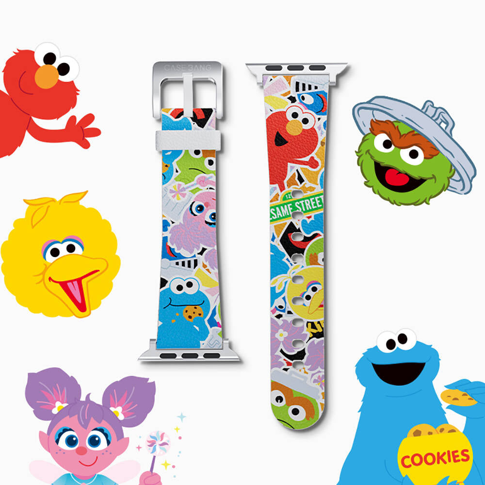 Casebang Sesame Street Serisi Apple Watch 42/44/45/46/49mm Deri Saat Kordon