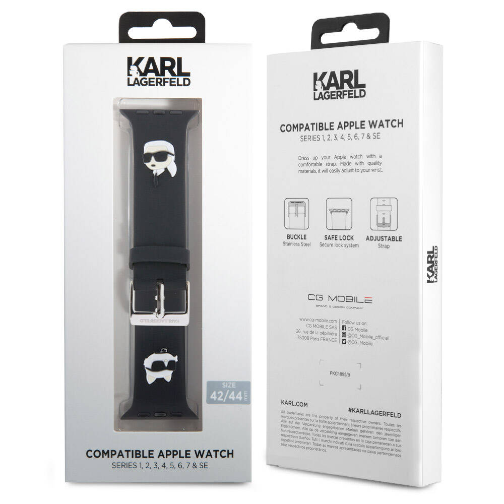 Karl Lagerfeld Apple Watch Ultra 49mm Orjinal Lisanslı İkonik Karl & Choupette Logolu Silikon Kordon - 4