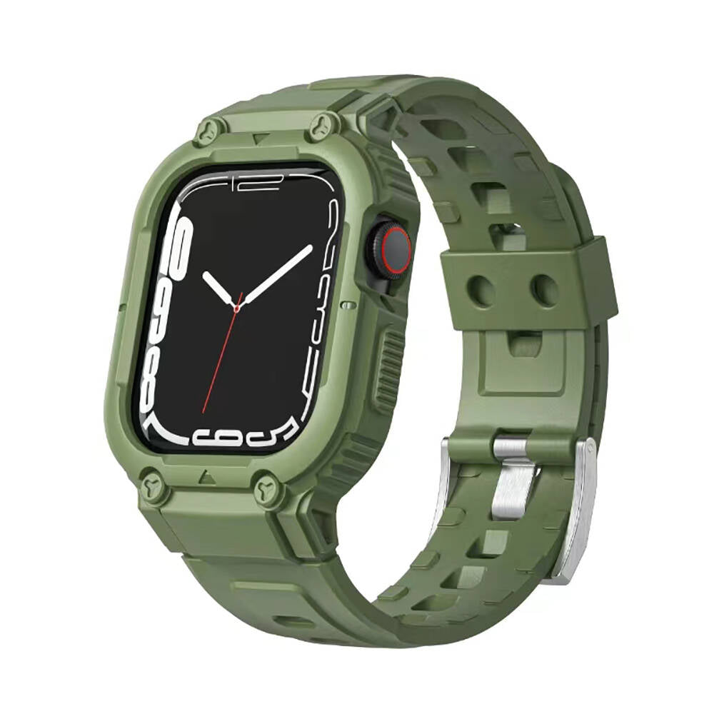 Wiwu Wi-WB014 Armor Serisi Apple Watch 42/44/45mm Uyumlu 2in1 Sert PC Kasa Koruyuculu Silikon Kordon