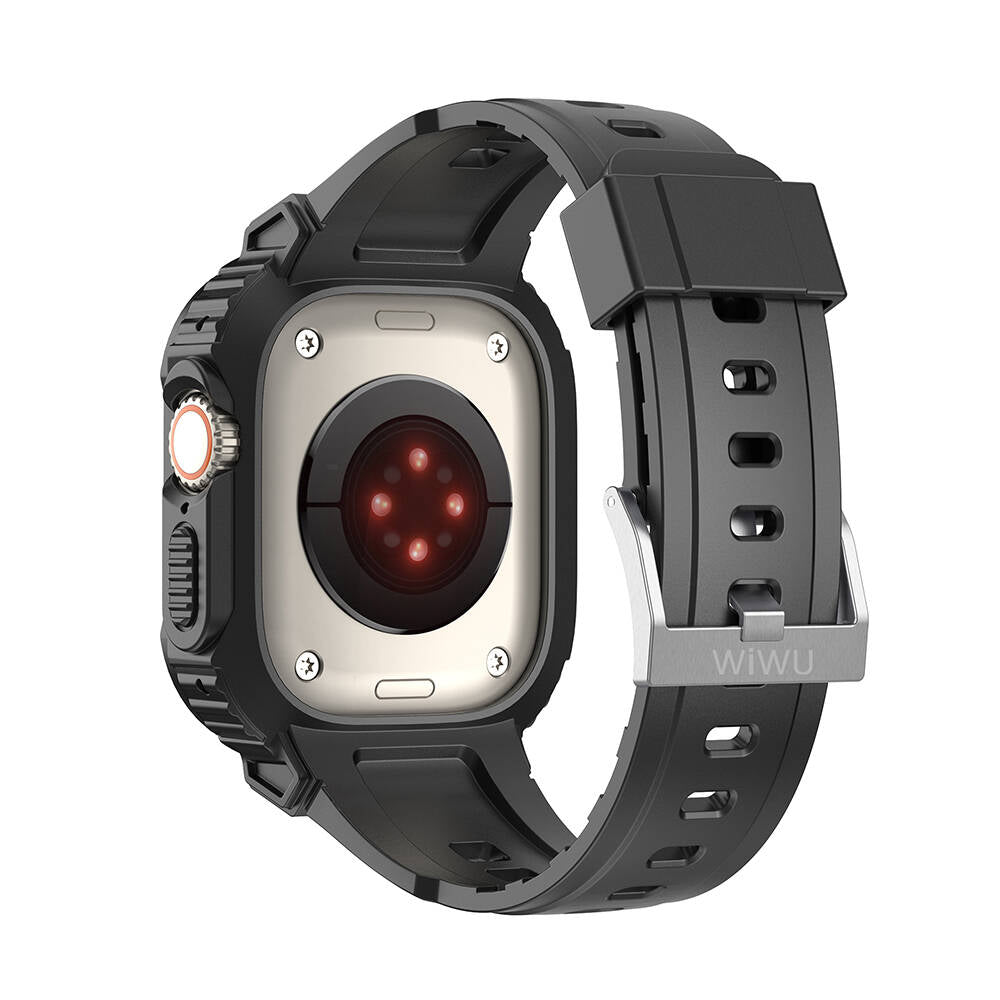 Wiwu Wi-WB014 Armor Serisi Apple Watch 42/44/45mm Uyumlu 2in1 Sert PC Kasa Koruyuculu Silikon Kordon