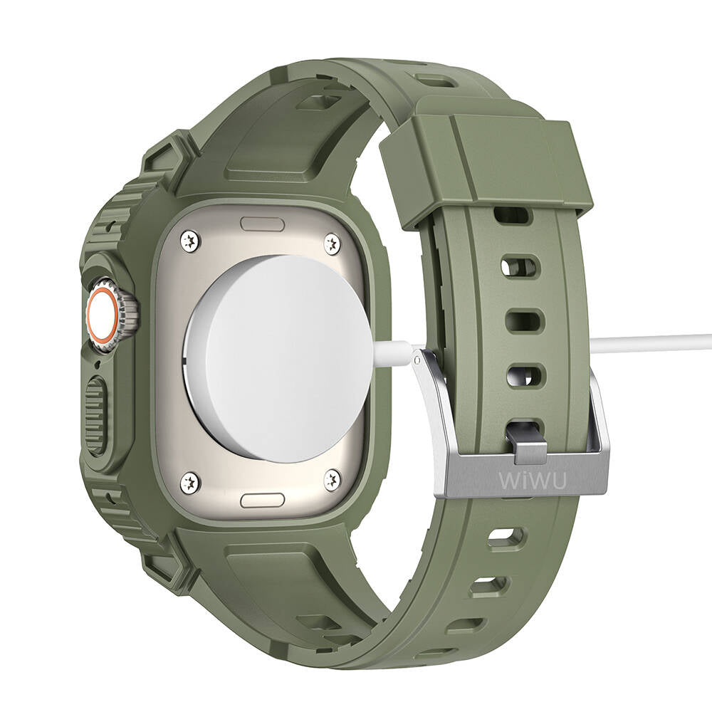 Wiwu Wi-WB014 Armor Serisi Apple Watch 42/44/45mm Uyumlu 2in1 Sert PC Kasa Koruyuculu Silikon Kordon