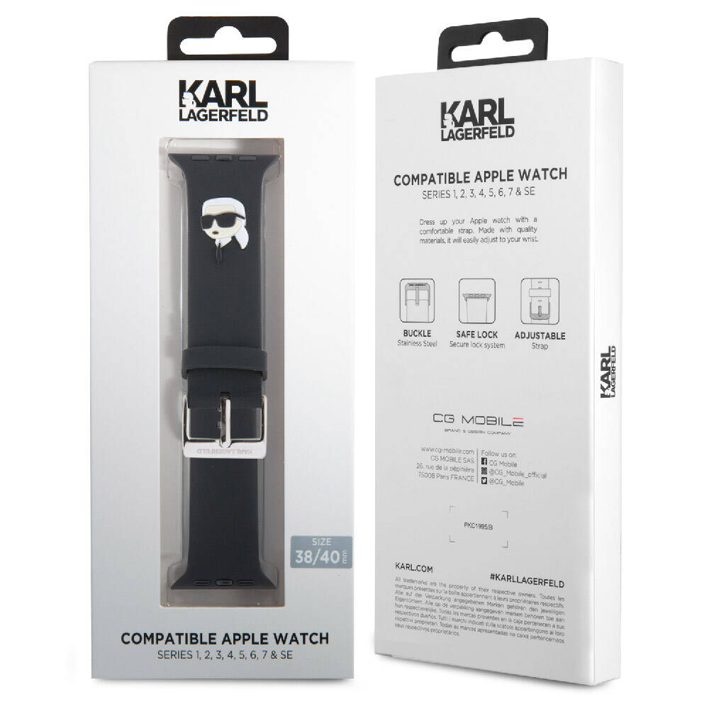 Karl Lagerfeld Apple Watch 7 41mm Orjinal Lisanslı İkonik Karl Head Logolu Silikon Kordon - 7