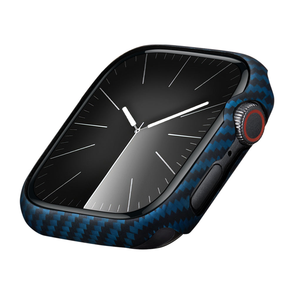 Pitaka Air Case Apple Watch 7 45mm 600D Aramid Fiber Classic Serisi Black-Blue Twill Kasa Koruyucu