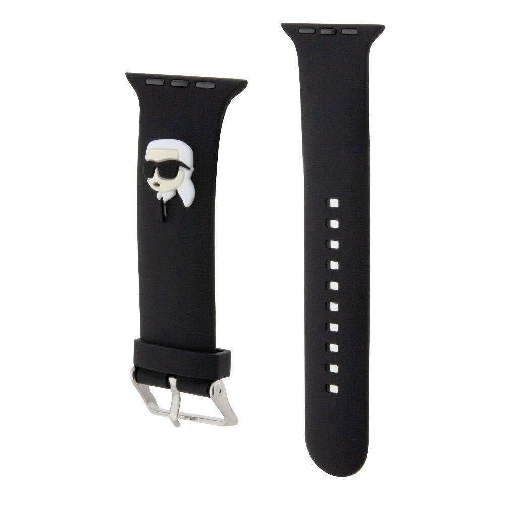 Karl Lagerfeld Apple Watch 7 45mm Orjinal Lisanslı İkonik Karl Head Logolu Silikon Kordon - 3
