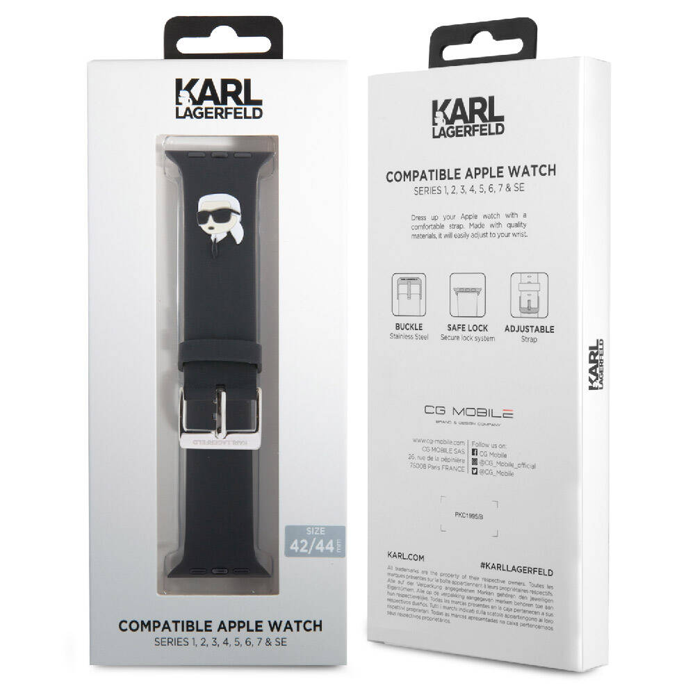 Karl Lagerfeld Apple Watch 7 45mm Orjinal Lisanslı İkonik Karl Head Logolu Silikon Kordon - 7
