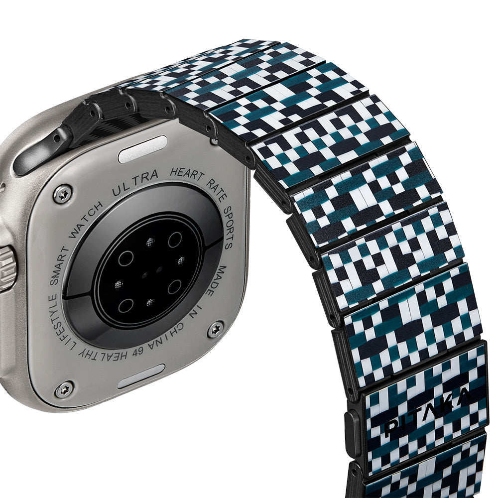 Pitaka Dreamland ChromaCarbon Serisi Tüm Apple Watch Modelleriyle Uyumlu Aramid Fiber ve Karbon Fiber Mosaic Universal Kordon