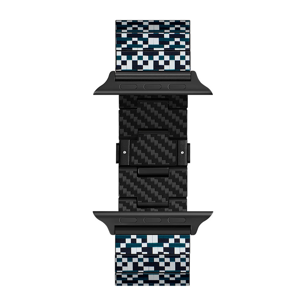 Pitaka Dreamland ChromaCarbon Serisi Tüm Apple Watch Modelleriyle Uyumlu Aramid Fiber ve Karbon Fiber Mosaic Universal Kordon