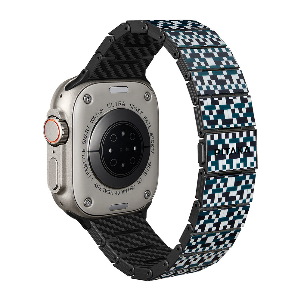 Pitaka Dreamland ChromaCarbon Serisi Tüm Apple Watch Modelleriyle Uyumlu Aramid Fiber ve Karbon Fiber Mosaic Universal Kordon