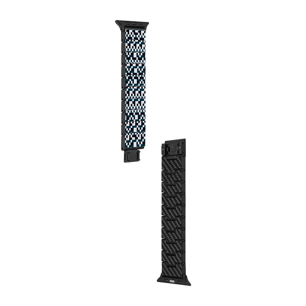 Pitaka Dreamland ChromaCarbon Serisi Tüm Apple Watch Modelleriyle Uyumlu Aramid Fiber ve Karbon Fiber Mosaic Universal Kordon