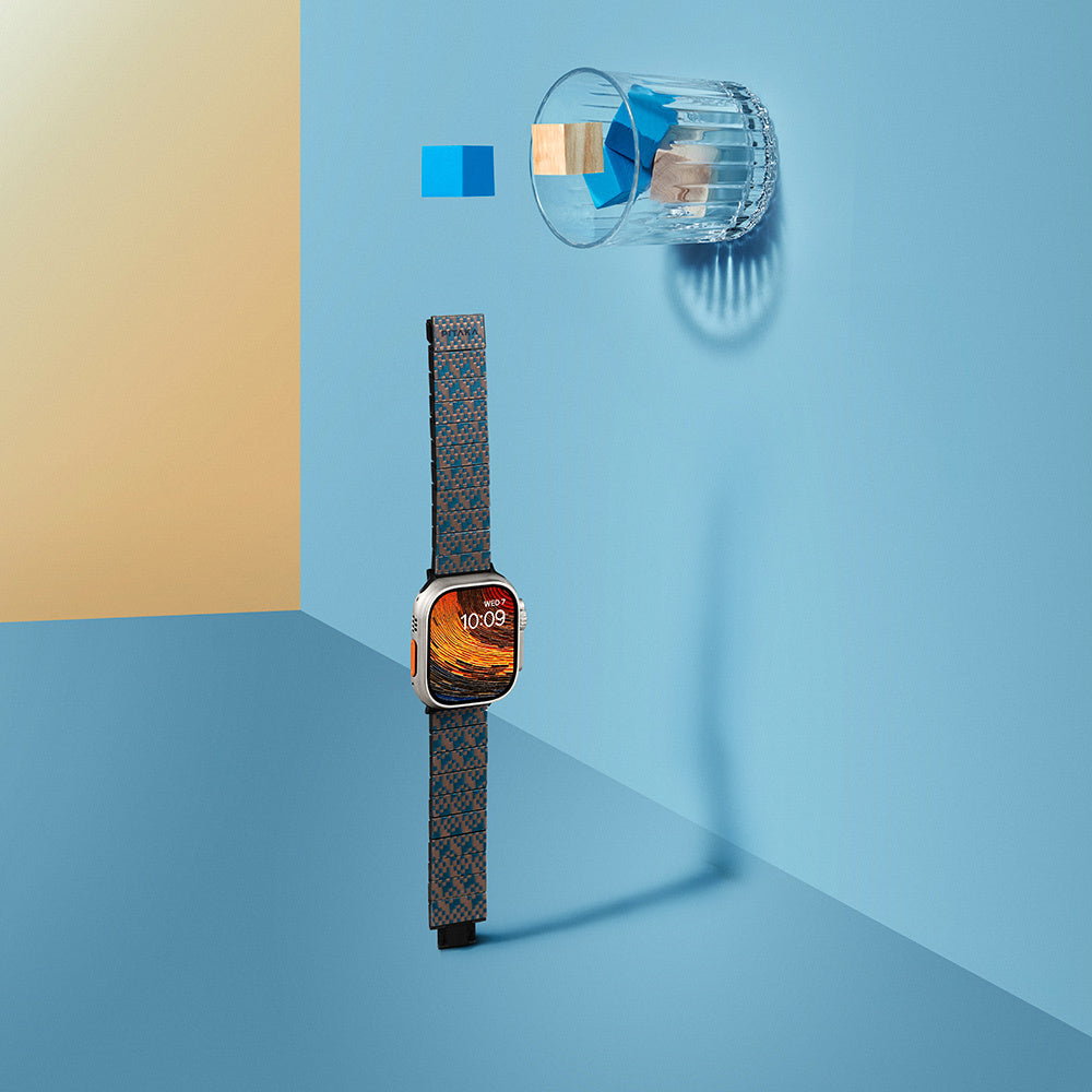 Pitaka Dreamland ChromaCarbon Serisi Tüm Apple Watch Modelleriyle Uyumlu Aramid Fiber ve Karbon Fiber Stairs Universal Kordon