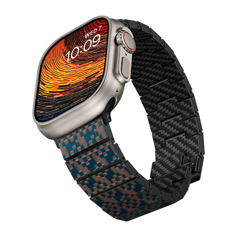 Pitaka Dreamland ChromaCarbon Serisi Tüm Apple Watch Modelleriyle Uyumlu Aramid Fiber ve Karbon Fiber Stairs Universal Kordon