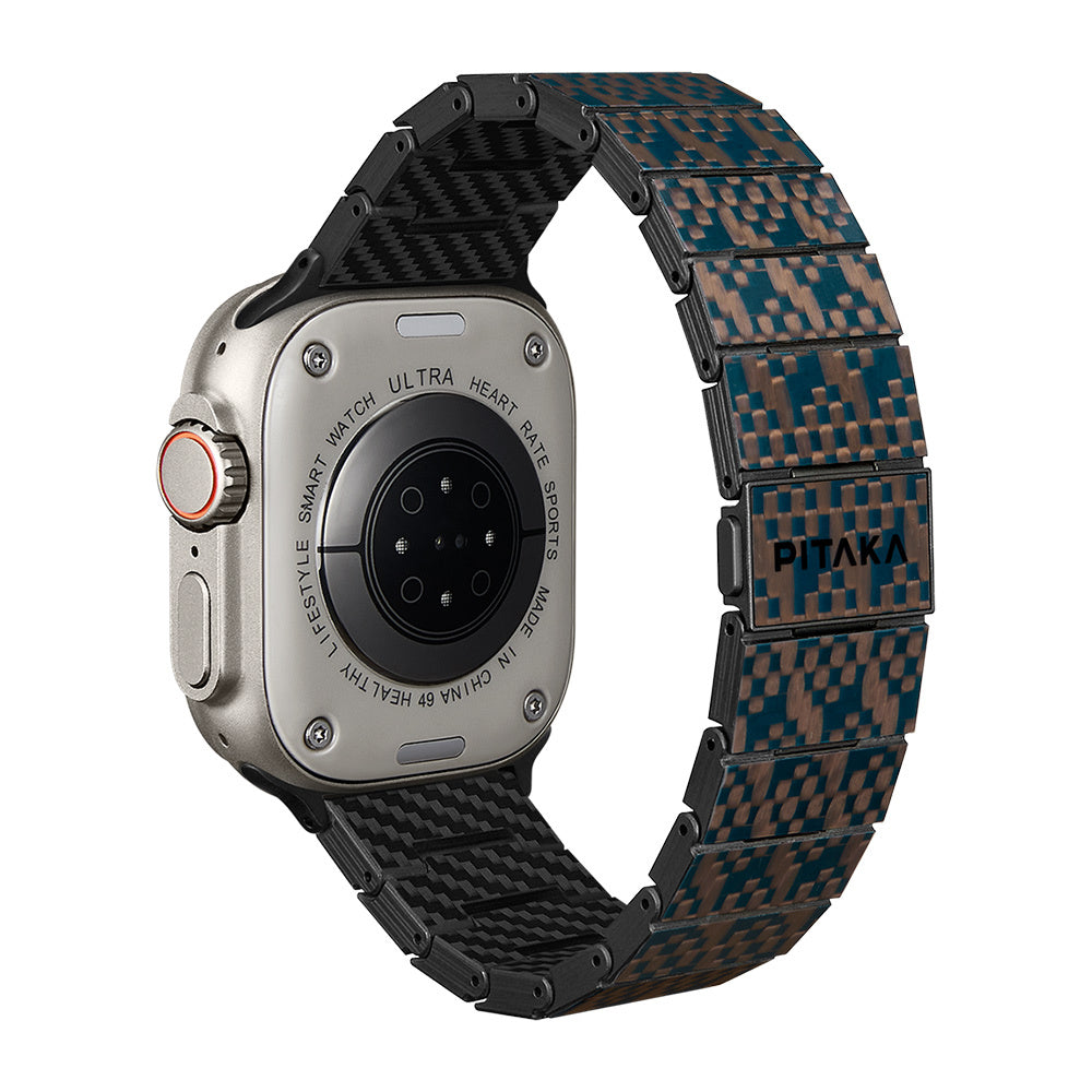 Pitaka Dreamland ChromaCarbon Serisi Tüm Apple Watch Modelleriyle Uyumlu Aramid Fiber ve Karbon Fiber Stairs Universal Kordon