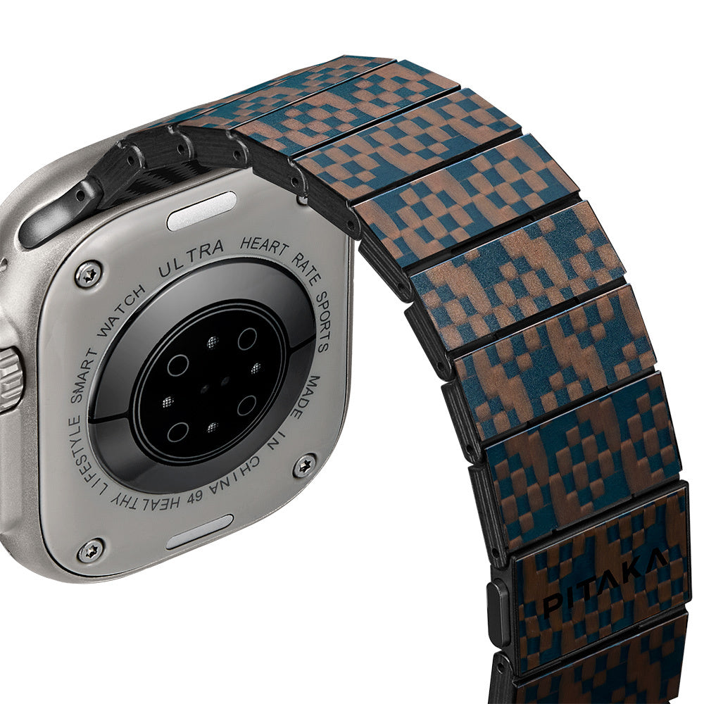 Pitaka Dreamland ChromaCarbon Serisi Tüm Apple Watch Modelleriyle Uyumlu Aramid Fiber ve Karbon Fiber Stairs Universal Kordon