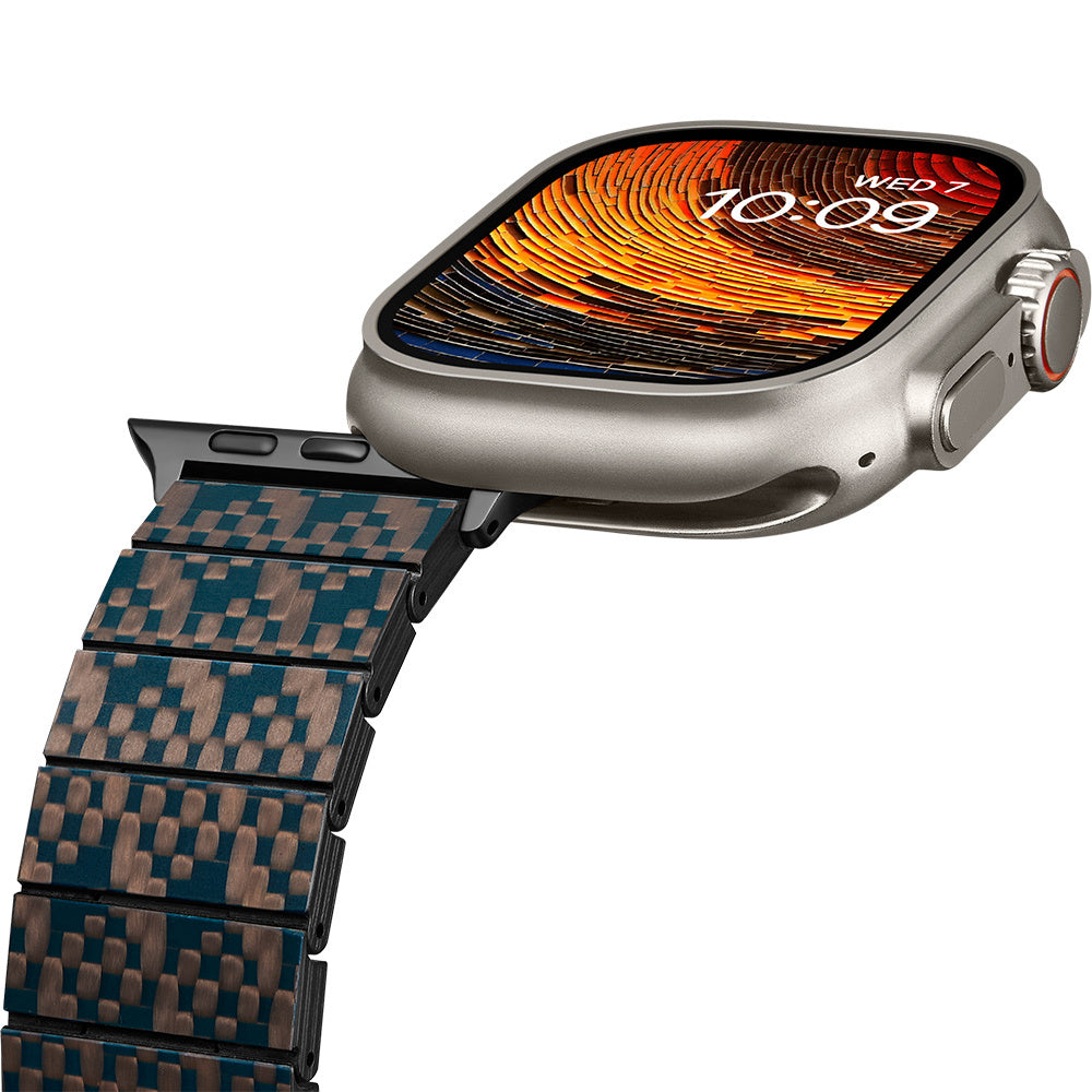 Pitaka Dreamland ChromaCarbon Serisi Tüm Apple Watch Modelleriyle Uyumlu Aramid Fiber ve Karbon Fiber Stairs Universal Kordon