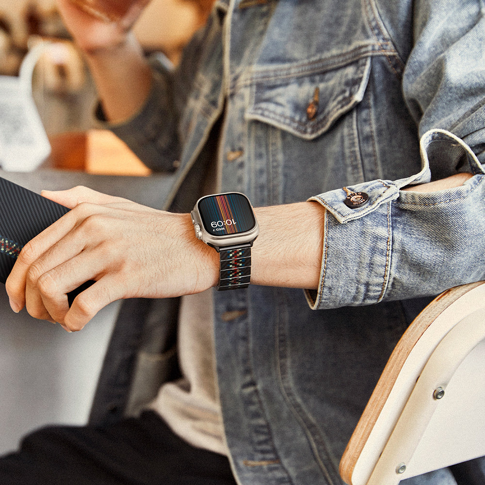 Pitaka Modern Serisi Tüm Apple Watch Modelleriyle Uyumlu Aramid Fiber ve Karbon Fiber Rhapsody Universal Kordon