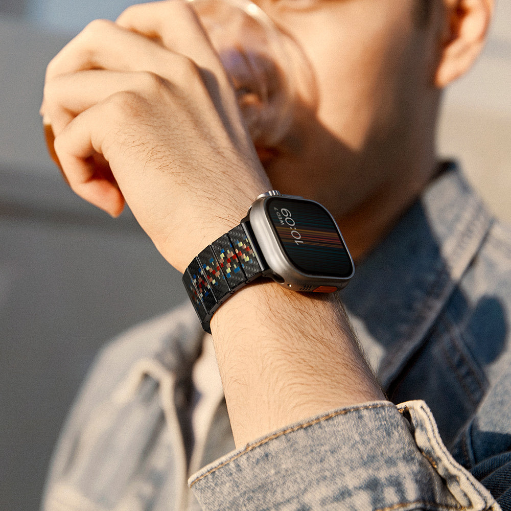 Pitaka Modern Serisi Tüm Apple Watch Modelleriyle Uyumlu Aramid Fiber ve Karbon Fiber Rhapsody Universal Kordon